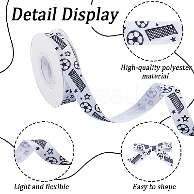 25 Yards Sport Ball Theme Printed Polyester Grosgrain Ribbon OCOR-WH20002-03A-03-1