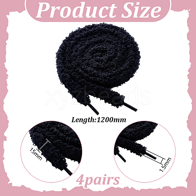 4 Pairs Plush Cloth Shoelaces AJEW-HY0002-72B-1