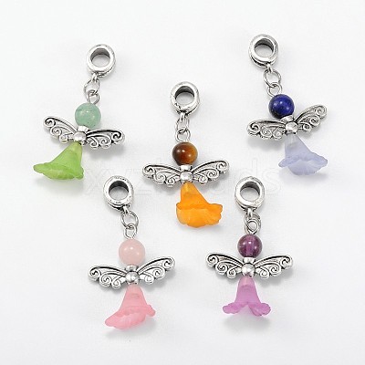 Lovely Wedding Dress Angel Alloy European Dangle Large Hole Pendants PALLOY-JF00002-1
