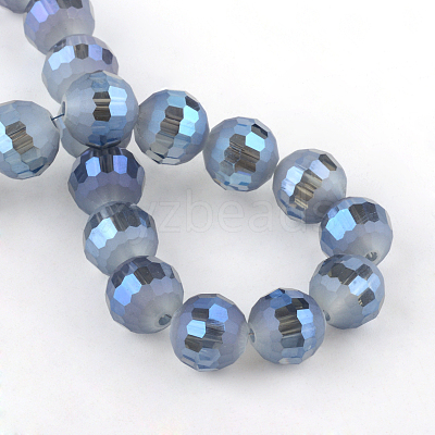 Faceted(96 Facets) Round Electroplate Glass Bead Strands X-EGLA-S130-10mm-02-1