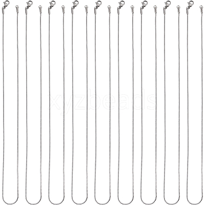12Pcs 304 Stainless Steel Box Chain Necklaces Set NJEW-SC0001-21-1