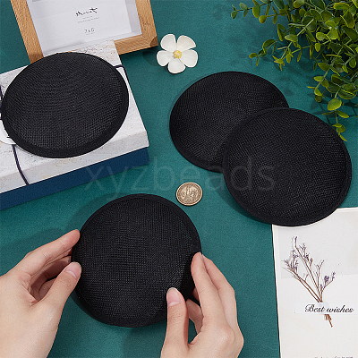 Imitation Hemp Round Fascinator Hat Base for Millinery LS-AJEW-WH0472-45A-02-1