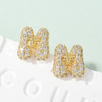 Brass Micro Pave Cubic Zirconia Stud Earrings EJEW-Z091-04G-M-1