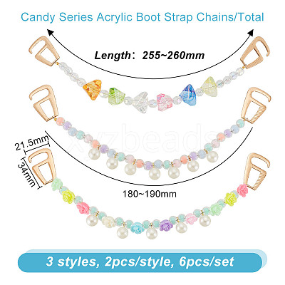 6Pcs 3 Styles Candy Series Acrylic Boot Strap Chains FIND-GO00001-1