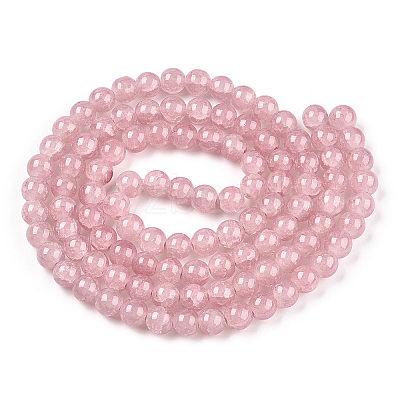 Baking Paint Crackle Glass Beads Strands X-DGLA-Q023-8mm-YS7-1