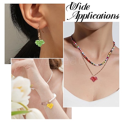 7Pcs 7 Colors Handmade Copper Wired Glass Beaded Heart Pendants PALLOY-CJ00101-1