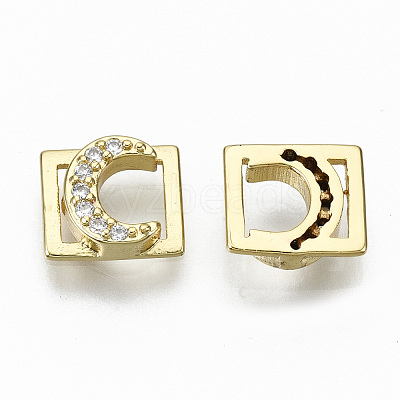 Brass Micro Pave Clear Cubic Zirconia Cabochons KK-S061-50G-NR-1