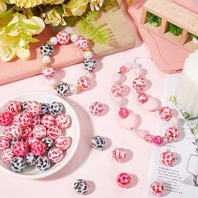 50Pcs UV Plating Opeque Acrylic Beads MACR-SC0001-51A-1