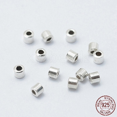 Anti-Tarnish Rhodium Plated 925 Sterling Silver Crimp Beads STER-G027-20P-1