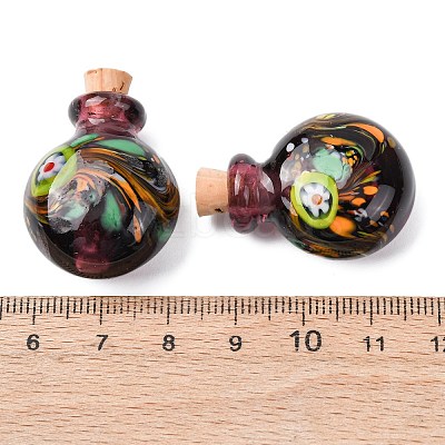 Handmade Lampwork Perfume Bottle Pendants LAMP-H072-01B-1
