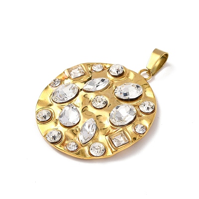 304 Stainless Steel Cubic Zirconia Pendants STAS-Z182-07G-04-1