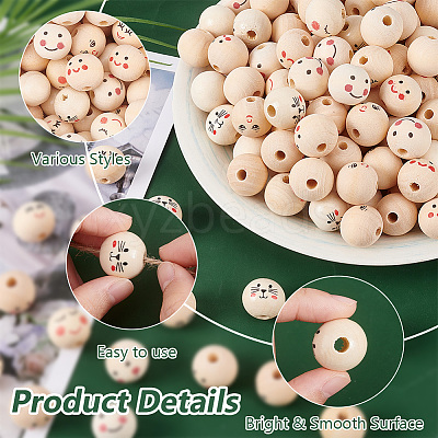 140Pcs 6 Styles Natural Wood European Beads WOOD-OC0003-58-1