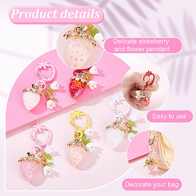 5Pcs Acrylic Strawberry Pendant Decoration KEYC-GA00006-02-1