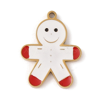 Christmas Theme Ion Plating(IP) 304 Stainless Steel Enamel Pendants STAS-Z083-07G-03-1