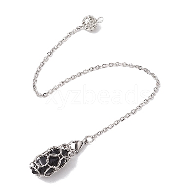 304 Stainless Steel Chain Macrame Pouch Empty Stone Holder Dowsing Pendulums PALLOY-JF02877-01-1