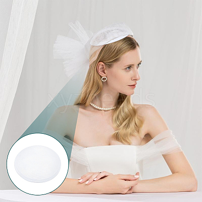 Imitation Hemp Round Fascinator Hat Base for Millinery AJEW-WH0472-45A-04-1
