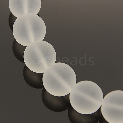 Frosted Transparent Round Glass Beads Strands FGLA-P002-6mm-03-1