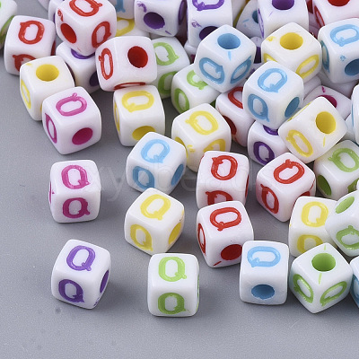 White Opaque Acrylic Beads MACR-R869-01Q-1