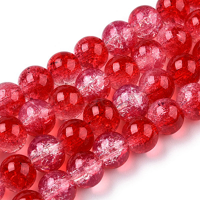Transparent Crackle Baking Paint Glass Beads Strands DGLA-T003-01B-08-1