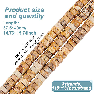 3 Strands Natural Picture Jasper Beads Strands G-GO0001-55-1