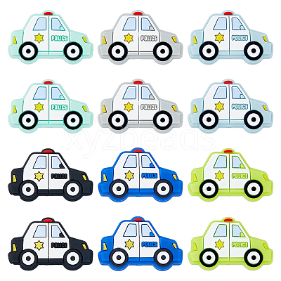 12Pcs 6 Colors Food Grade Eco-Friendly Silicone Focal Beads FIND-HY0002-16-1