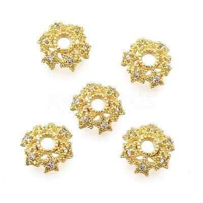 Star Brass Micro Pave Cubic Zirconia Bead Caps KK-K300-05A-G-1