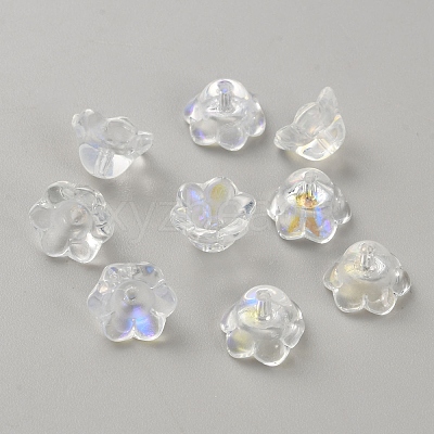 Glass Gradient Color Bead Caps GLAA-WH0017-09A-19-1