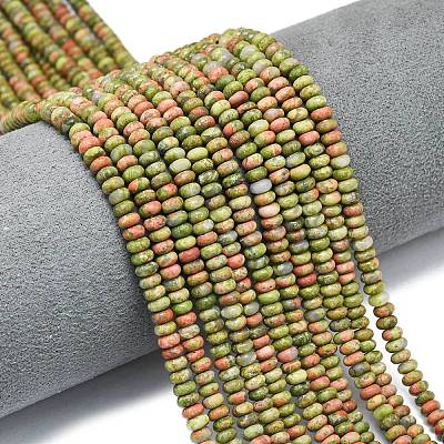 Natural Unakite Beads Strands G-P575-A12-4x2mm-01-1