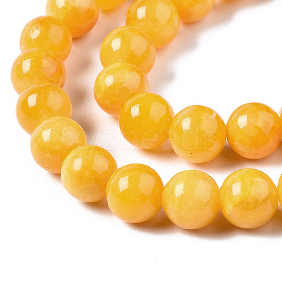 Natural Dyed Yellow Jade Gemstone Bead Strands G-R271-10mm-Y07-1