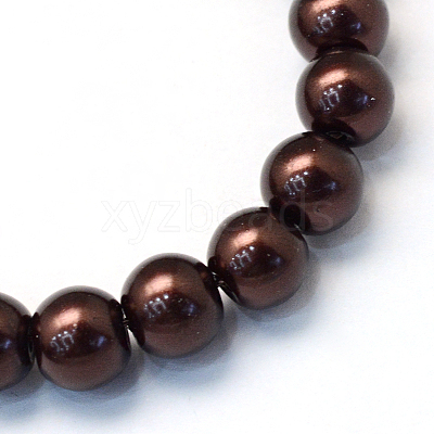 Baking Paint Pearlized Glass Pearl Round Bead Strands X-HY-Q330-8mm-40-1