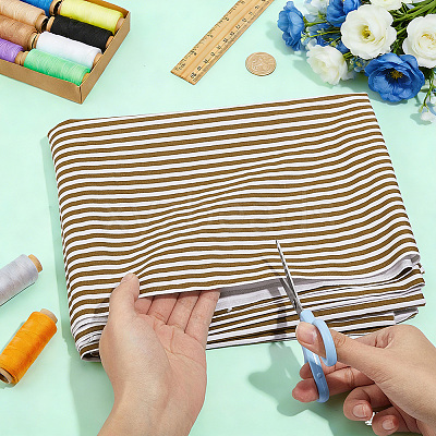 Cotton Fabric with Strip Pattern DIY-PH0037-96B-1