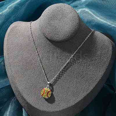 Zinc Alloy Sunflower Rhinestone Sport Ball Pendant Cable Chain Necklaces LS-NJEW-U024-01P-01-1