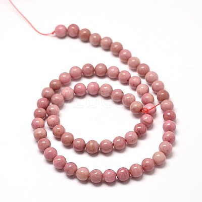 Natural Rhodonite Round Bead Strands X-G-P072-38-8mm-1