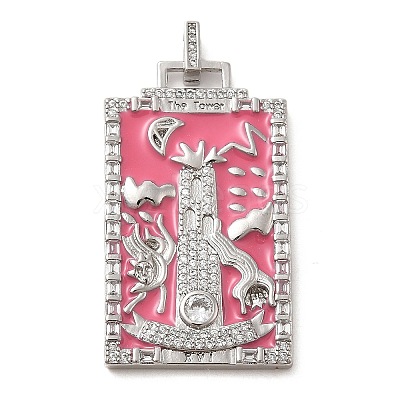 Brass Micro Pave Cubic Zirconia Pendants with Enamel KK-H458-01P-01-1