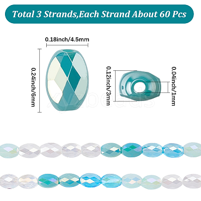 3Strands Electroplated Glass Beads Strands EGLA-SC0001-72-1