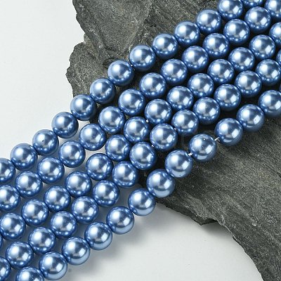 Eco-Friendly Glass Pearl Beads Strands HY-A008-12mm-RB015-1