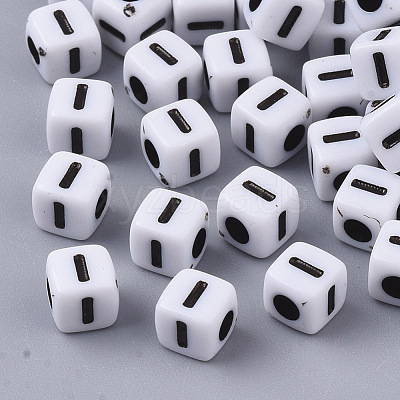 White Opaque Acrylic Beads X-MACR-R869-02I-1