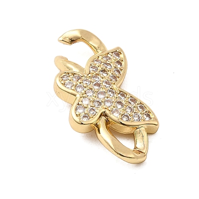 Brass Micro Pave Clear Cubic Zirconia Connector Charms KK-A266-09A-G-1