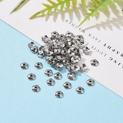Tarnish Resistant 5-Petal 316 Surgical Stainless Steel Bead Caps STAS-N030-03P-1