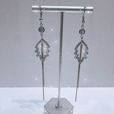 Exaggerated Clear Cubic Zirconia Tassel Dangle Earrings RO8227-1-1