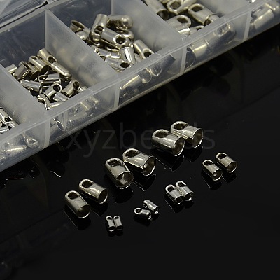 1 Box Mixed Platinum Plated Brass Cord Ends KK-X0061-P-NF-B-1