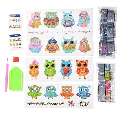 DIY Owl Diamond Painting Stickers Kits For Kids DIY-O016-02-1