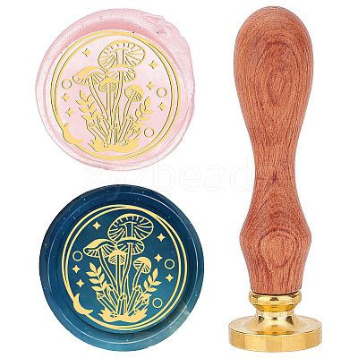 Brass Wax Seal Stamp with Wood Handle AJEW-WH0412-0009-1