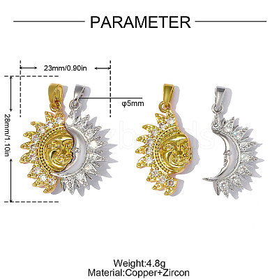 Brass Micro Pave Clear Cubic Zirconia Pendants CU-OY001-54G-1