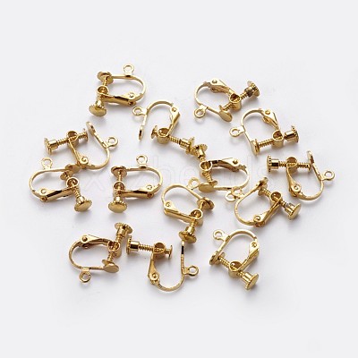 Racking Plated Brass Clip-on Earring Findings KK-P169-01G-1