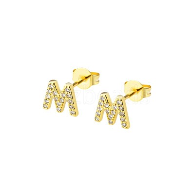 Brass Clear Cubic Zirconia Stud Earrings WGC2A80-13-1