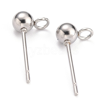 Non-Tarnish 304 Stainless Steel Ball Post Stud Earring Findings X-STAS-Z035-02P-F-1