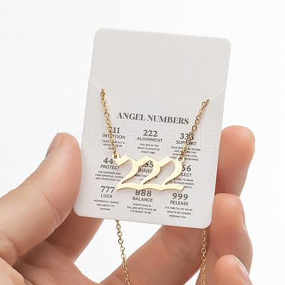 201 Stainless Steel Angel Number Pendant Necklaces for Women FS-WG21275-03-1