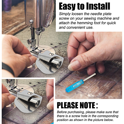Stainless Iron Sewing Rolled Hemmer Foot TOOL-OC0001-85-1