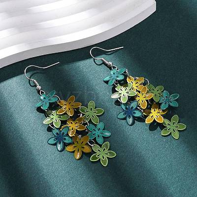 430 Stainless Steel Flower Dangle Earrings EJEW-A137-07P-03-1